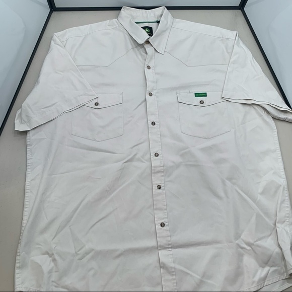 John Deere Mens Pearl Snap Button Front White Shirt XL - Picture 1 of 8
